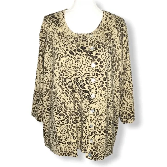 Animal Leopard print sweater cardigan set SIze 18-20 - Picture 2 of 9